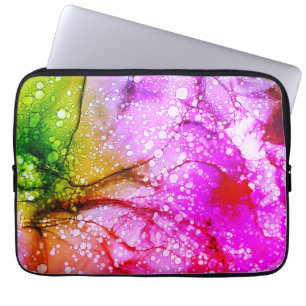 Beautiful Green And Pink Abstract Art Laptop Sleeve