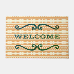 Beautiful Green And Tan Scroll Designed Doormat