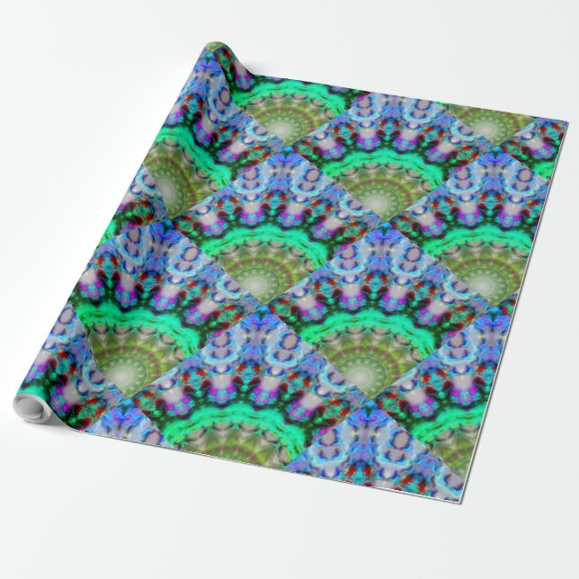 Beautiful  GREEN BLUE  MANDALA  Wrapping Paper (Unrolled)
