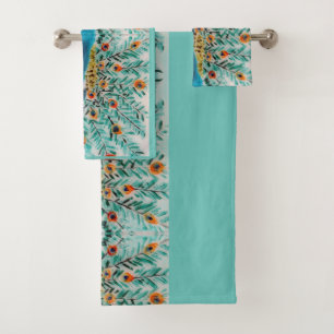 Beautiful Green Blue Nature Bath Towel Set