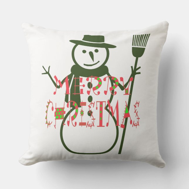Beautiful  green decoration snowman for Christmas Cushion (Front)