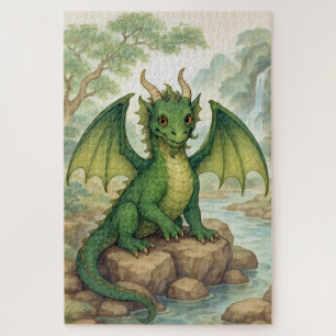 Beautiful green dragon jigsaw puzzle