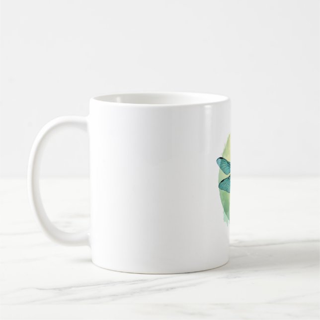 Beautiful Green Dragonfly Watercolor Art Insect Lo Coffee Mug (Left)