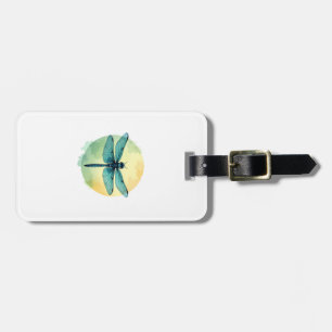 Beautiful Green Dragonfly Watercolor Art Insect Lo Luggage Tag