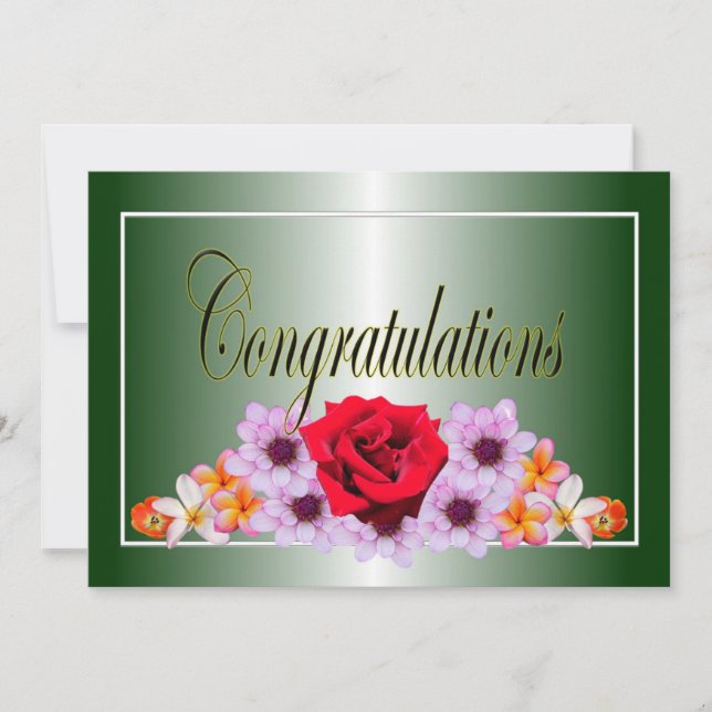 Beautiful green floral design congratulations invitation (Front)