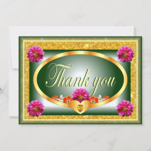 Beautiful green floral design thank you card