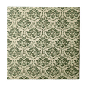 Beautiful Green Floral Pattern - Vintage Ceramic Tile