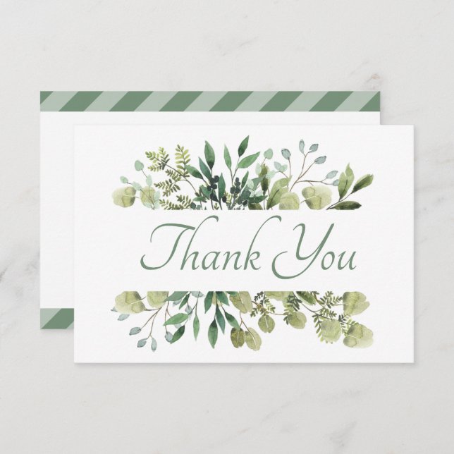 Beautiful Green Foilage  Thank You Card (Front/Back)