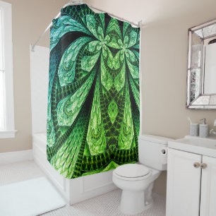 Beautiful Green Fractal Design Digital Art Shower Curtain