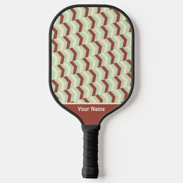 Beautiful Green Herringbone Pro Pickleball Paddle (Back)