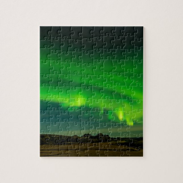 Beautiful Green Iceland northern lights Jigsaw Puzzle (Vertical)