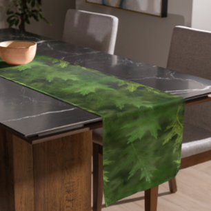 Beautiful Green Leaf Leaves Fall Autumn Fall Short Table Runner