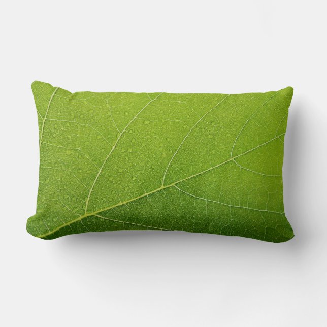 Beautiful Green Leaf Lumbar Cushion (Front)