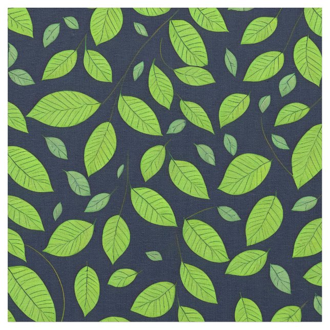 Beautiful green leaf pattern fabric (Close Up)