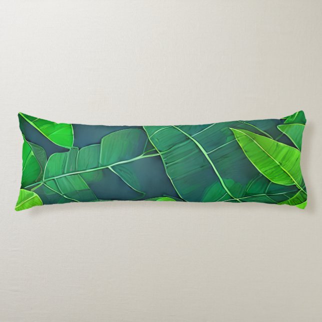 Beautiful Green Leaves Pattern Body Cushion (Front)