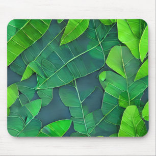 Beautiful Green Leaves Pattern Mouse Pad