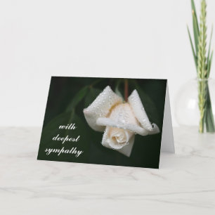 Beautiful Green Leaves White Rose Flower Sympathy  Card
