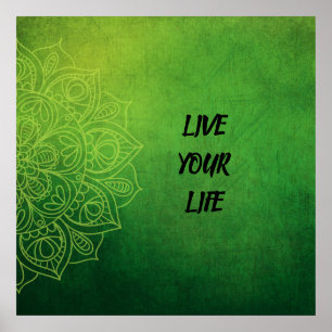 Beautiful Green Mandala with Quote Poster