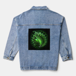 Beautiful Green Mandelbrot Denim Jacket