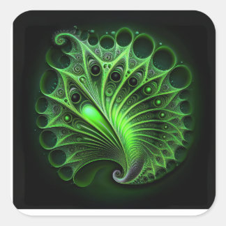 Beautiful Green Mandelbrot Square Sticker