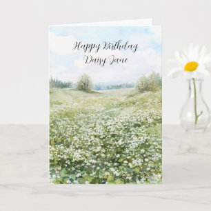 Beautiful Green Meadow Flowers Blue Sky Card