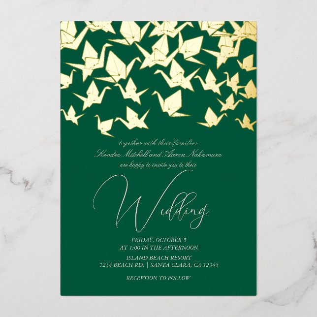 Beautiful Green Paper Crane Wedding (Front)