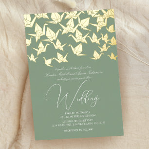 Beautiful Green Paper Crane Wedding