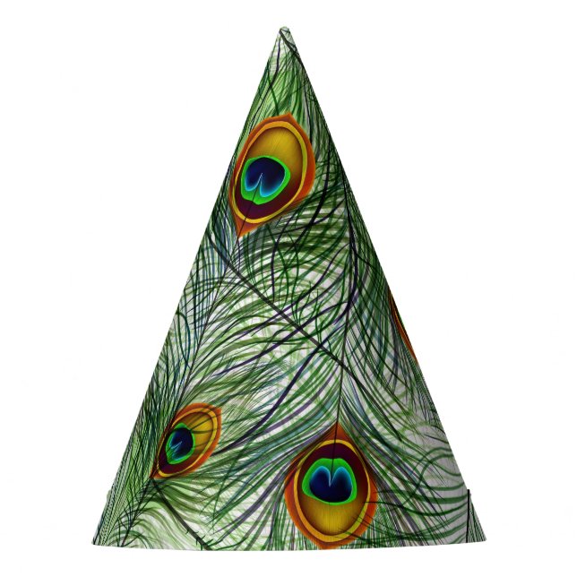 Beautiful Green Peacock Feather Party Hat (Front)