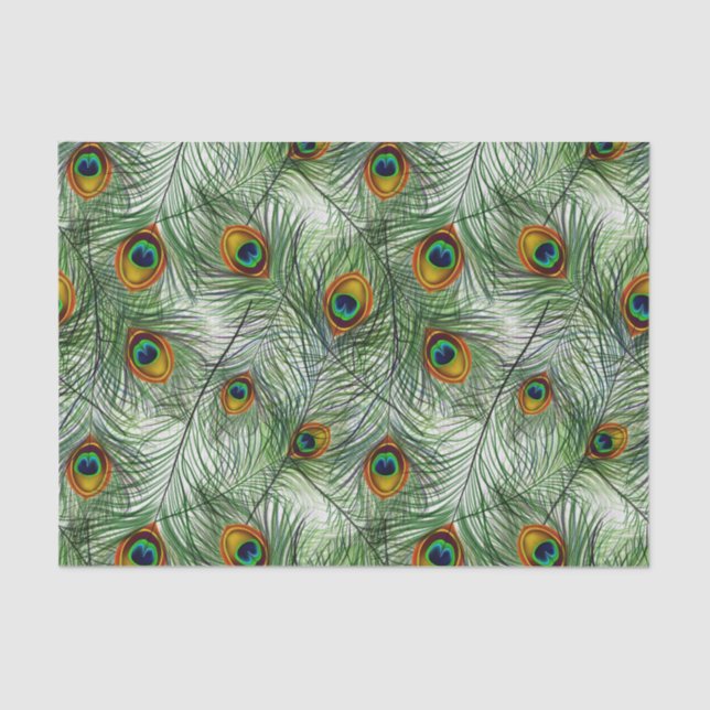 Beautiful Green Peacock Feather Tissue Paper (Front)