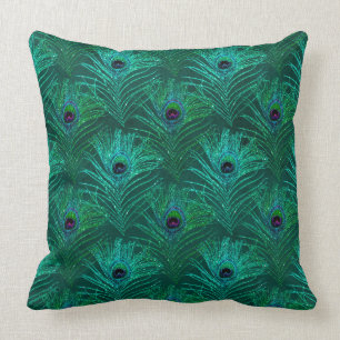 Beautiful Green Peacock Texture Glitter Pillow