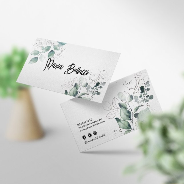 Beautiful green plants feminine business calling card (Creator Uploaded)
