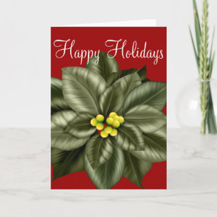 Beautiful Green Poinsettia Christmas Holiday Card