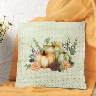 Beautiful Green Pumpkin Patch Glitter Autumn Cushion
