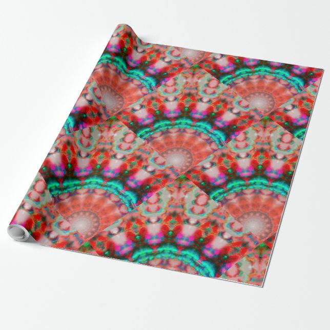 Beautiful  GREEN RED MANDALA  Wrapping Paper (Unrolled)