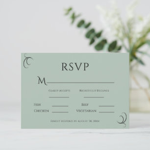 Beautiful Green Simple Modern Wedding RSVP Card