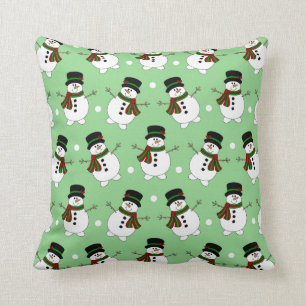 Beautiful Green Snowman Pillow