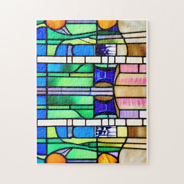 Beautiful Green Stained Glass Jigsaw Puzzle (Vertical)