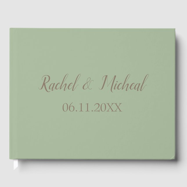 Beautiful Green Theme Wedding Guest Book (Front)