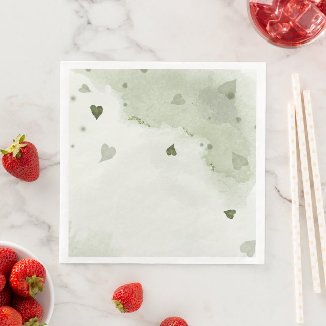  beautiful green watercolor napkin (Insitu)