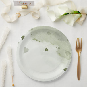  beautiful green watercolor  paper plate