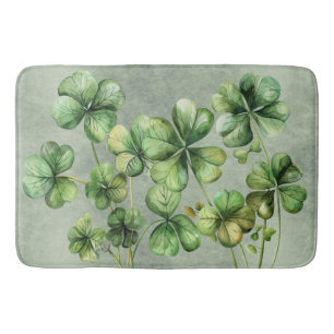 Beautiful Green Watercolor Shamrock Bath Mat