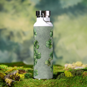 Beautiful Green Watercolor Shamrock Water Bottle