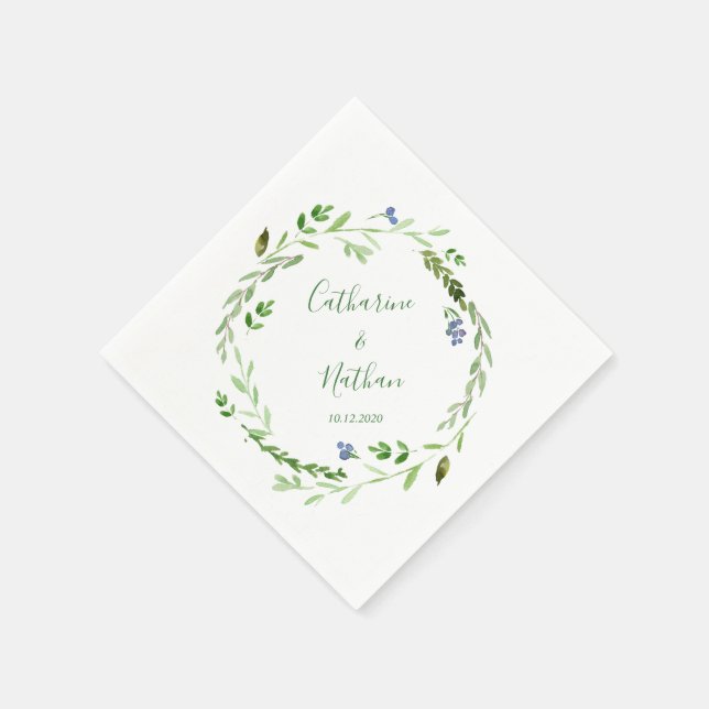 Beautiful greenery rustic Wedding Paper Napkin (Corner)