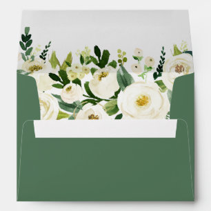 Beautiful Greenery White Roses Floral for 5x7 card Envelope
