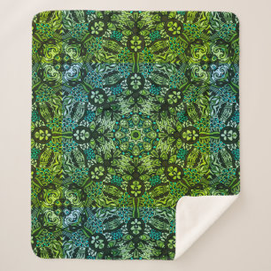 Beautiful Greens And Blues Mandala   Sherpa Blanket
