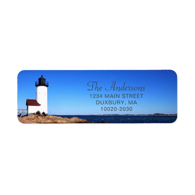 Beautiful Grey Annisquam Lighthouse Return Address Label (Front)