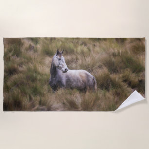 Beautiful Grey Coloured Horse Beach Towel