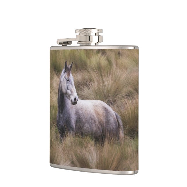 Beautiful Grey Coloured Horse Hip Flask (Left)