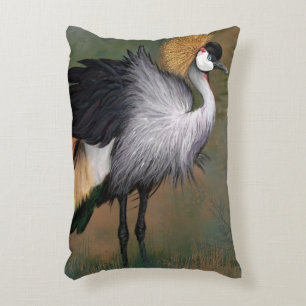 Beautiful Grey Crowned Crane - Migned Painting Art Decorative Cushion
