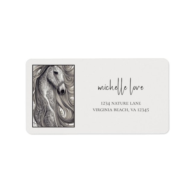 Beautiful Grey Horse with Flowing Mane Address Label (Front)